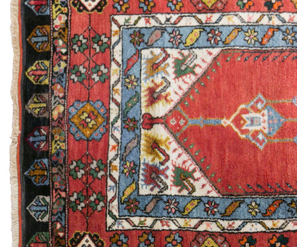 Vintage Konya Prayer Rug, 114 × 200 cm / 3.7 x 6.6 ft Handmade Wool Rug