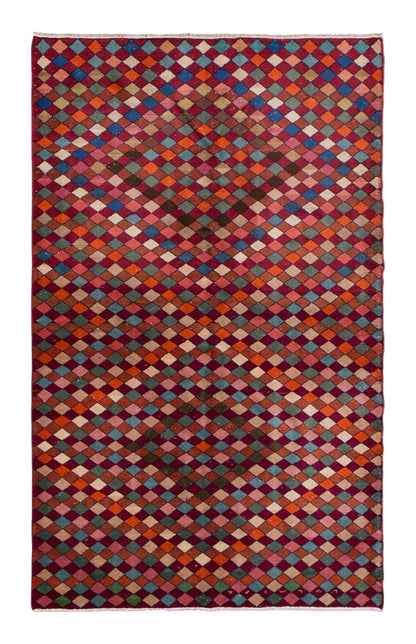 5'0" x 8'10" | 153 x 270 cm, Handwoven Boho Nomadic Rug, 1960s Wool on Wool
