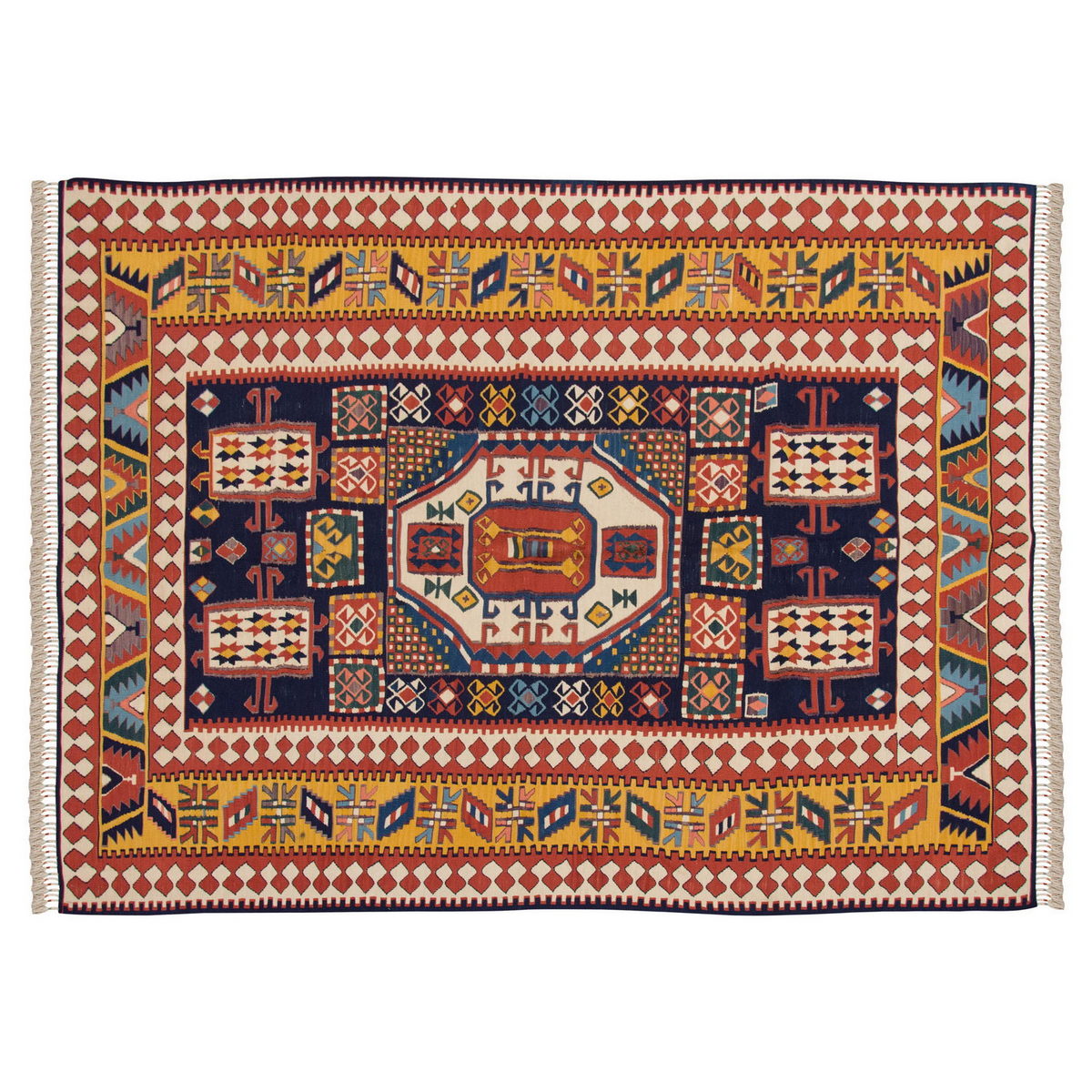 5.3x7.1 feet Kilim,5x7 Kilim Rug,Turkish Kilim Rug,Oushak Kilim,Handwoven Kilim, Handspun Wool Kilim Rug,New Kilim Rug,Natural Color Kilim