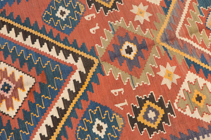5 x 9.7 ft Kilim, Vintage Caucasian Kilim, Kazak Azerbaijan