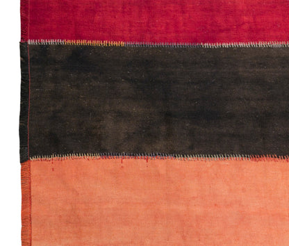 Vintage Turkish Curtain Kilim Rug, 6.7 x 16 ft, 205 x 480 cm, Handwoven Turkish Wool Kilim