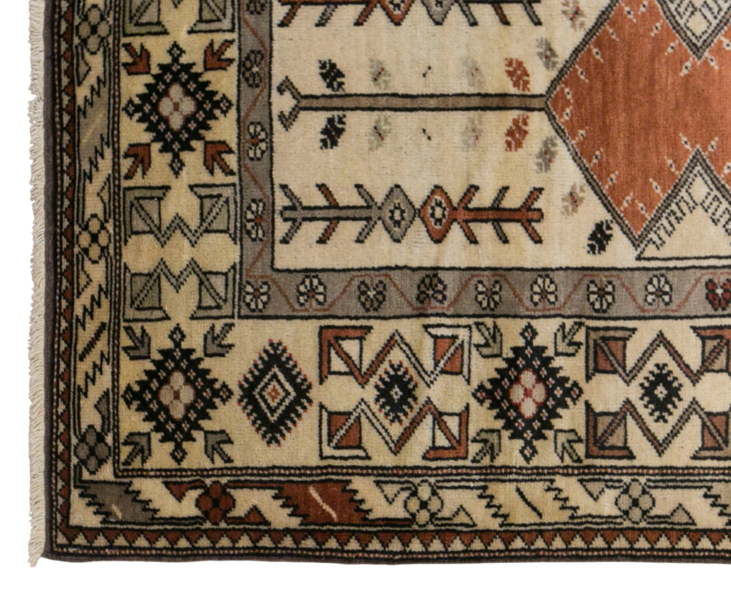 Vintage Milas Prayer Rug, 125 x 220 cm / 4 x 7 ft Handmade Wool Rug