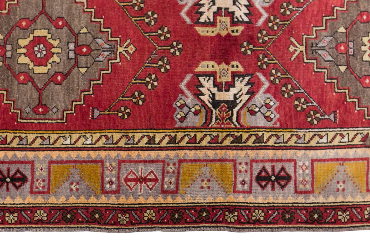 Vintage Turkish Runner Rug, 128 × 325 cm / 4.2 x 10.7 ft Rug, Rare Geometric Design