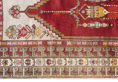 Antique Cappadocia Prayer Rug, 120 × 200 cm / 3.9 x 6.6 ft Handmade Wool Rug