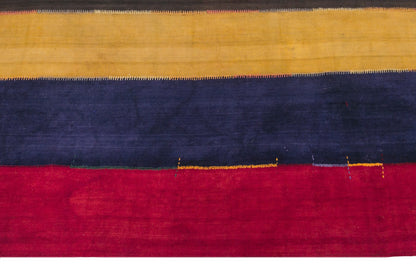 Vintage Turkish Curtain Kilim Rug, 7.4 x 13 ft, 225 x 395 cm, Handwoven Turkish Wool Kilim