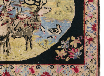 Etsy Title  Vintage Konya Pictorial Rug, 117 × 170 cm / 3.8 x 5.6 ft Handmade Wool Rug