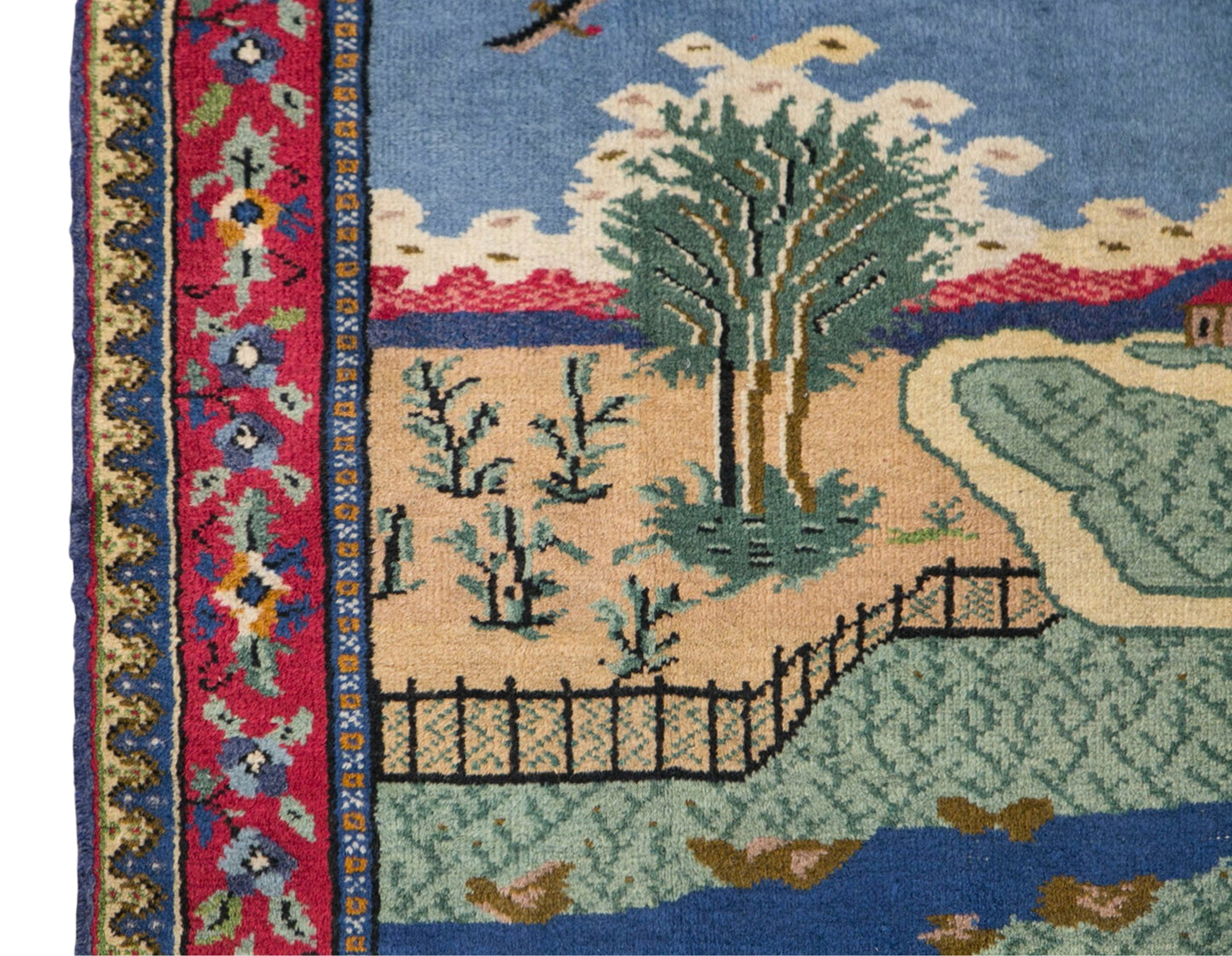 Vintage Turkish Pictorial Rug, 3.6x5.6 ft, 111x172 cm