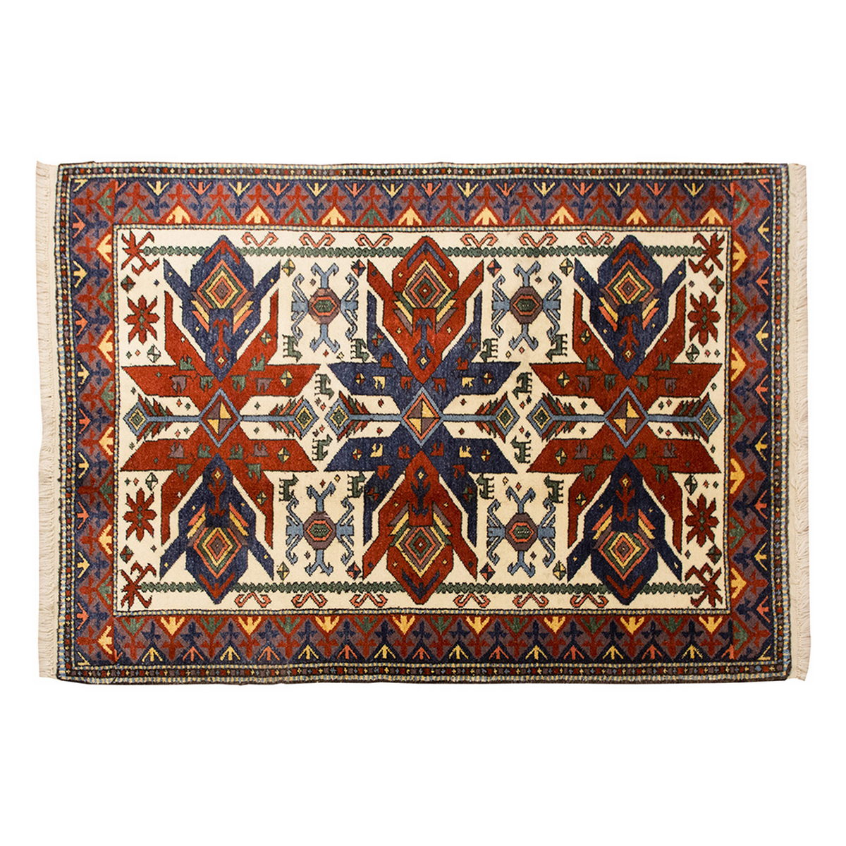 5x6 Caucasian Design Rug, Turkish Carpet, New Production Handmade Rug, 4'6 x 6'2 ft, 136x187 cm