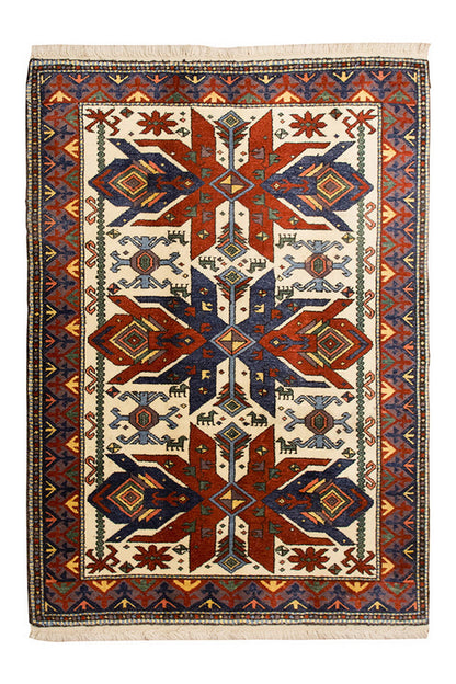 5x6 Caucasian Design Rug, Turkish Carpet, New Production Handmade Rug, 4'6 x 6'2 ft, 136x187 cm