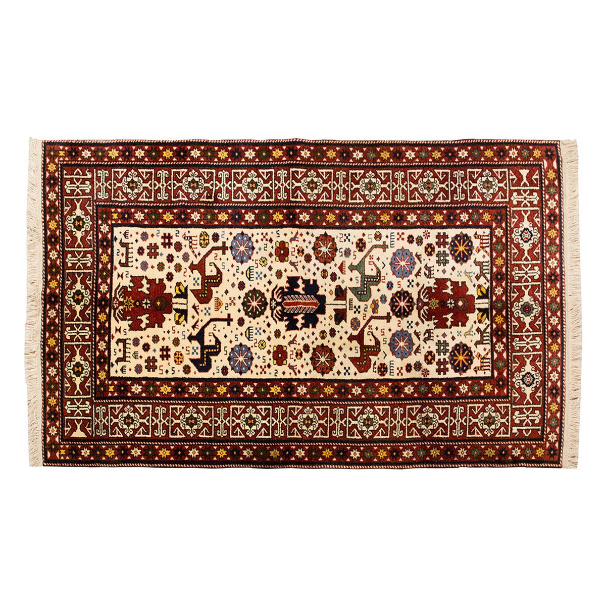 5x7 Caucasian Design Rug, Turkish Carpet, New Production Handmade Rug, 4'7 x 7'5 ft, 140x225 cm
