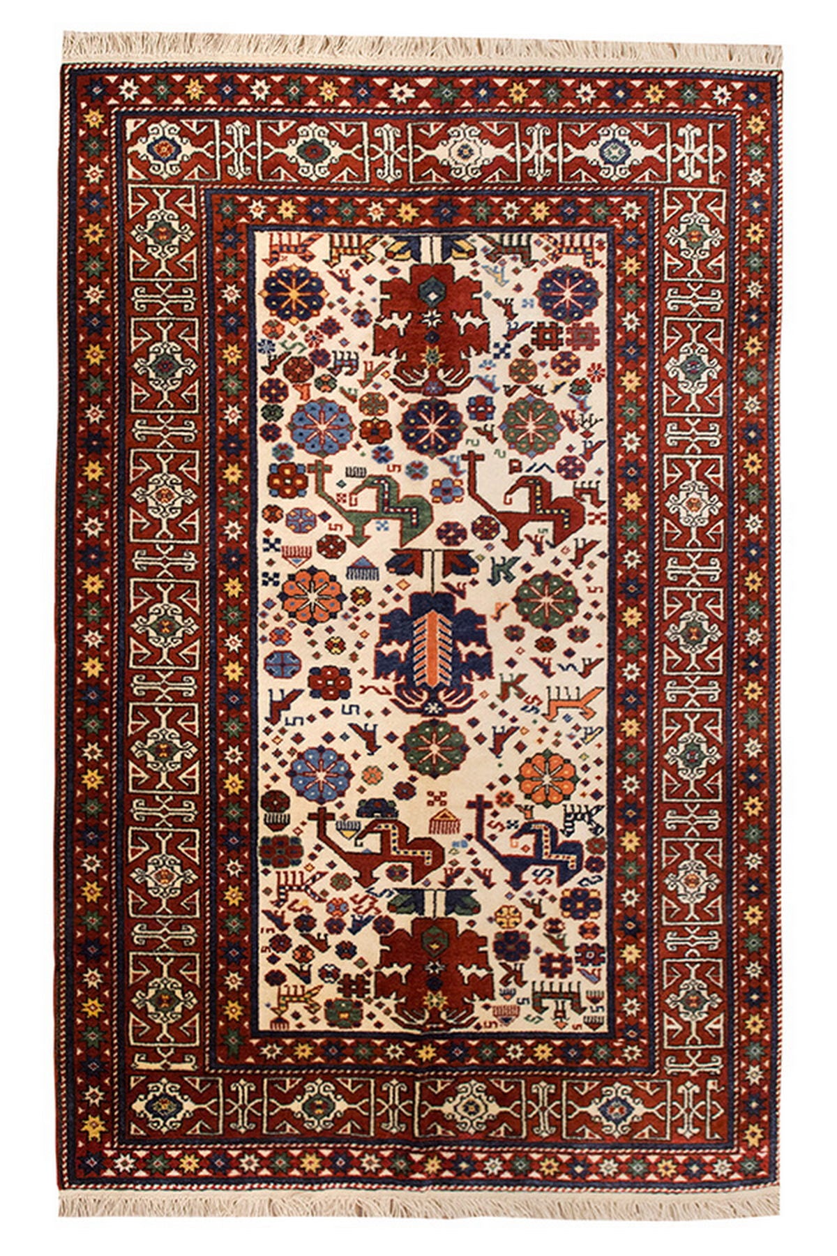 5x8 Caucasian Design Rug, Turkish Carpet, New Production Handmade Rug, 4'9 x 7'7 ft, 145x230 cm