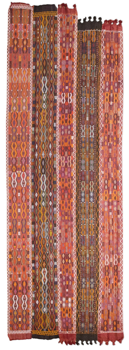 6.9 x 16 ft kilim, Vintage Turkish Cicim Embroidery Kilim, Sivas Area