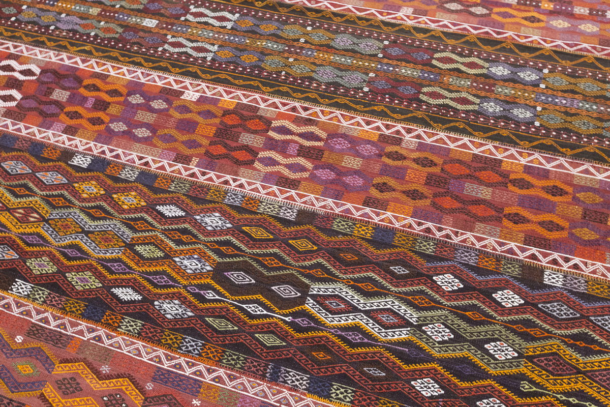 6.9 x 16 ft kilim, Vintage Turkish Cicim Embroidery Kilim, Sivas Area