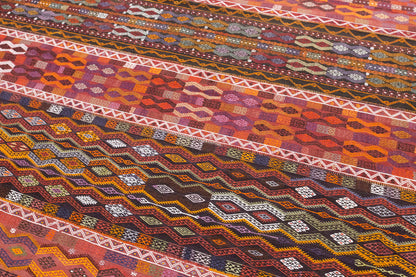 6.9 x 16 ft kilim, Vintage Turkish Cicim Embroidery Kilim, Sivas Area
