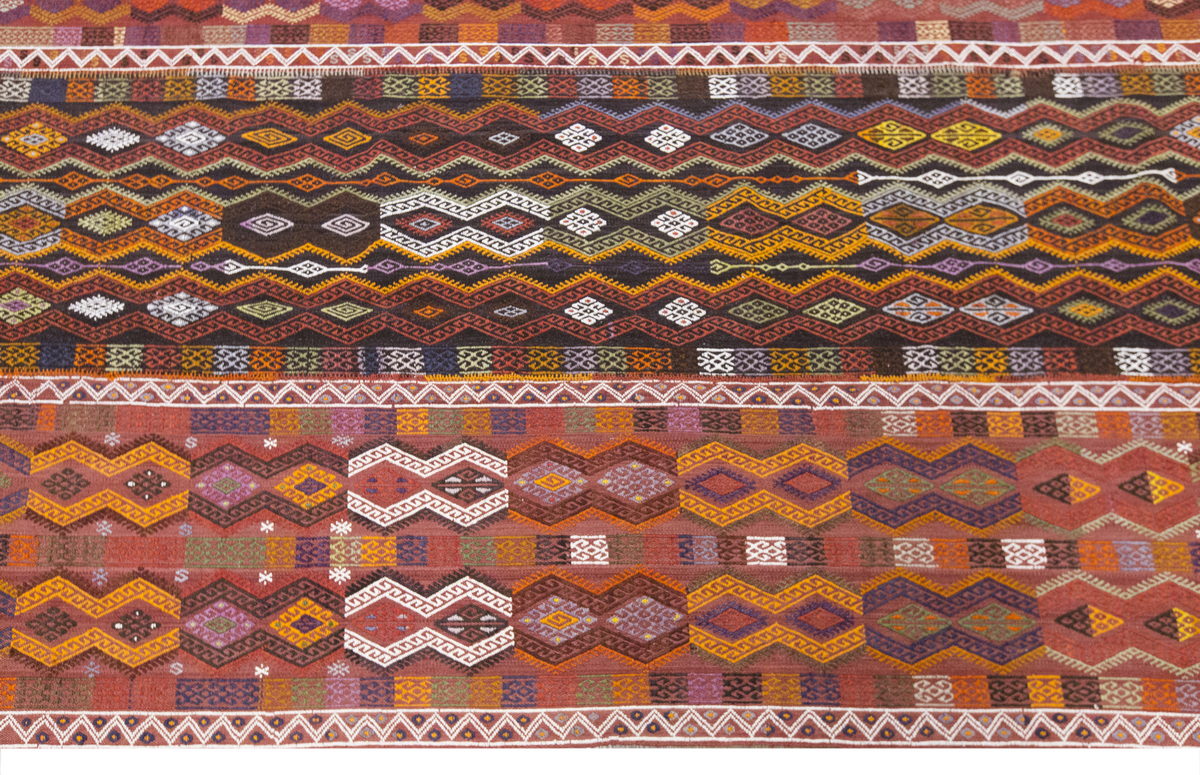 6.9 x 16 ft kilim, Vintage Turkish Cicim Embroidery Kilim, Sivas Area
