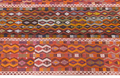 6.9 x 16 ft kilim, Vintage Turkish Cicim Embroidery Kilim, Sivas Area