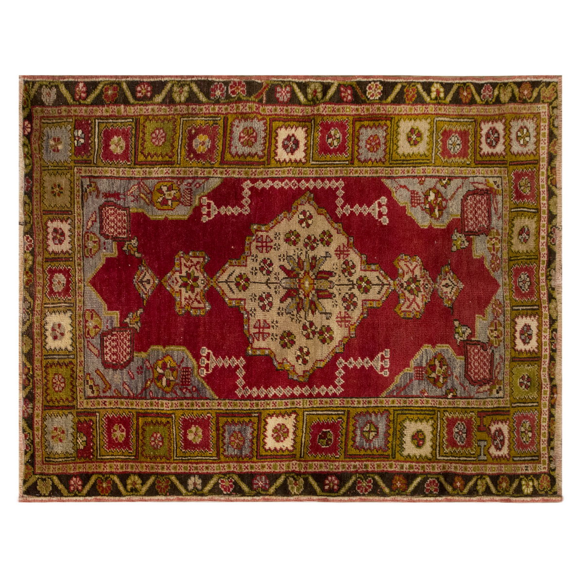 Vintage Turkish Oushak Rug, 110 x 140 cm / 3.6 x 4.6 ft