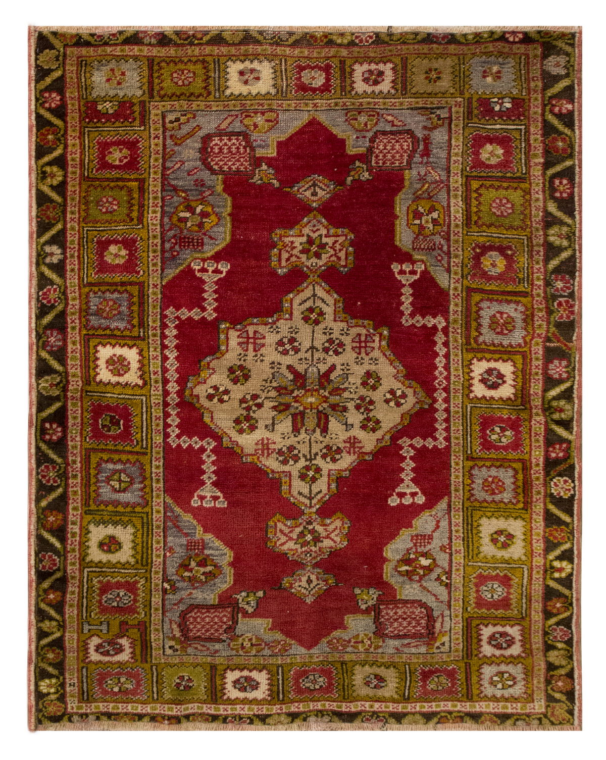 Vintage Turkish Oushak Rug, 110 x 140 cm / 3.6 x 4.6 ft