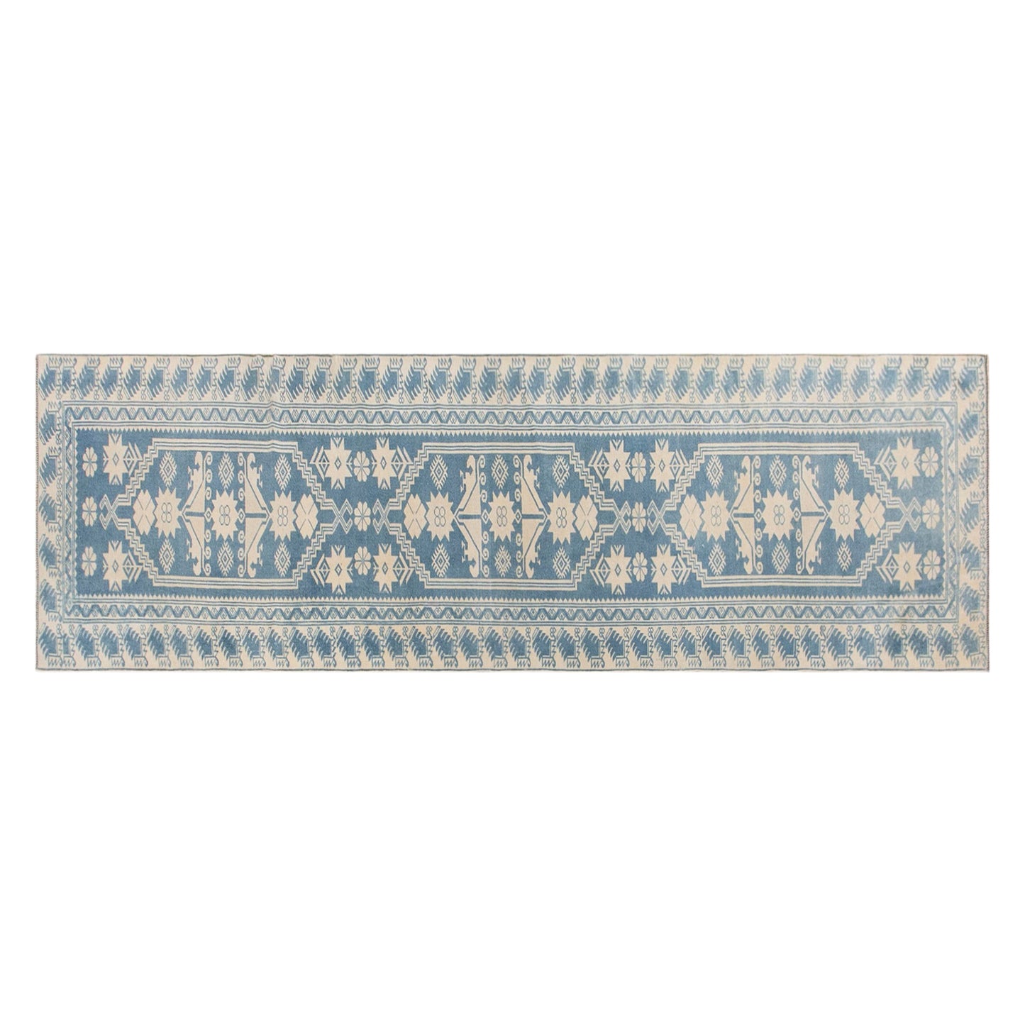 60+ Years Old Handwoven Wool Rug – 80 x 305 cm / 2.6 x 10.0 ft