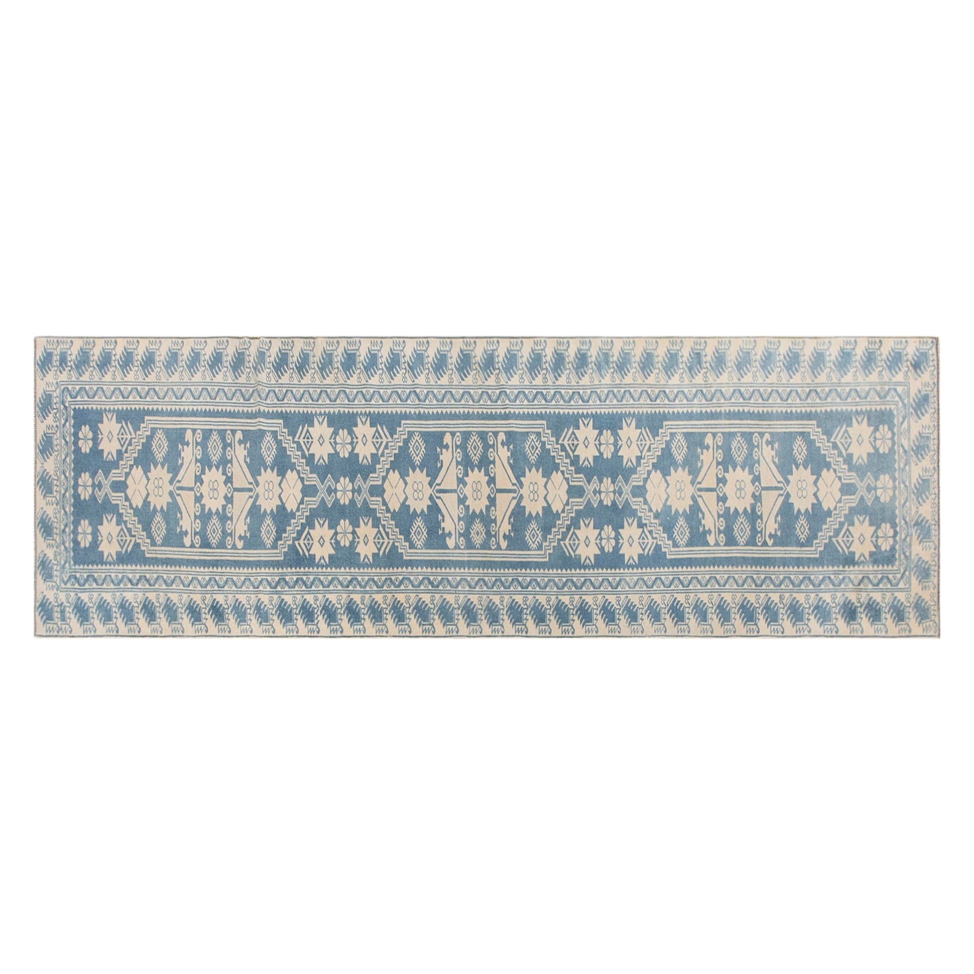 60+ Years Old Handwoven Wool Rug – 80 x 305 cm / 2.6 x 10.0 ft