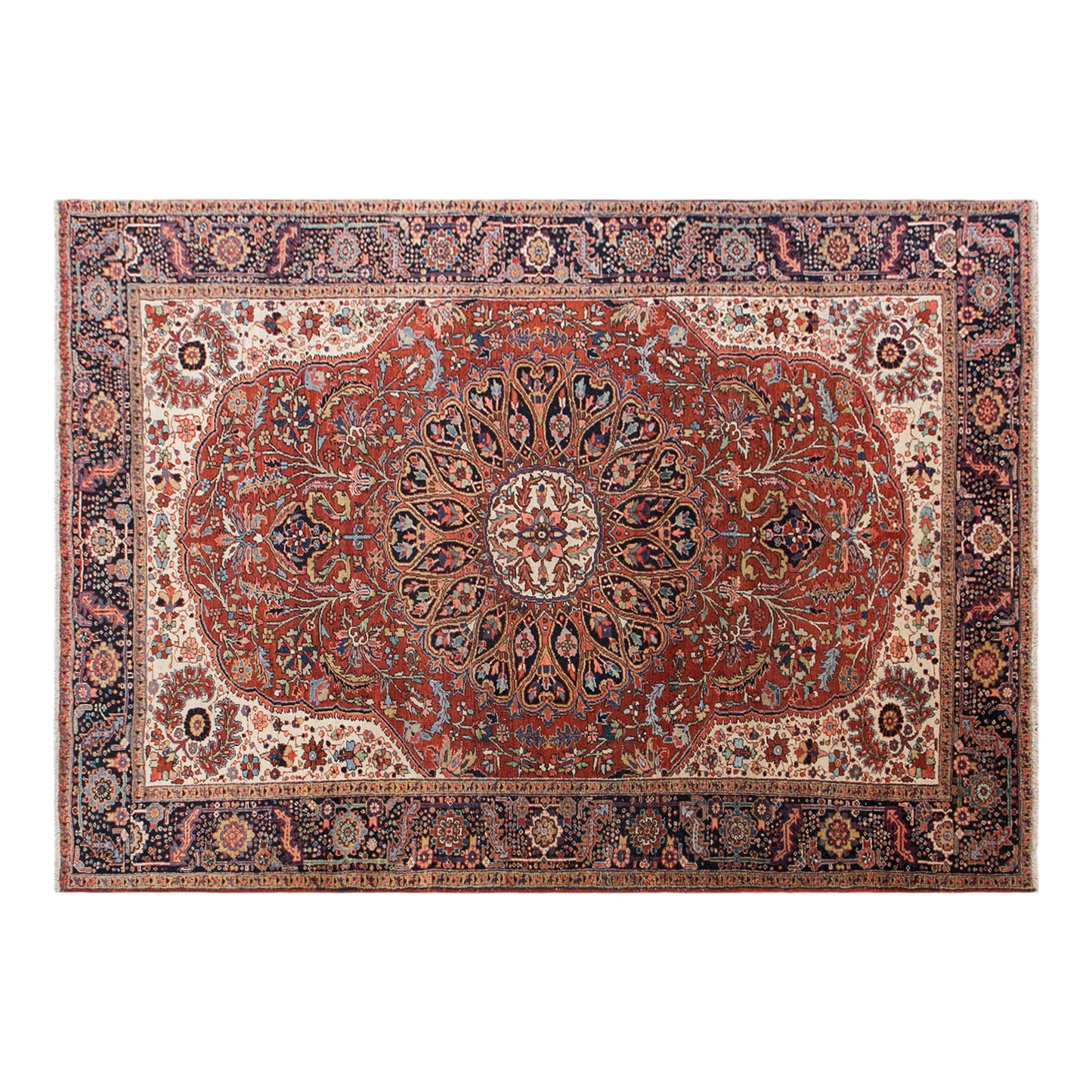 60+ Yrs Antique  Handwoven Wool Area Rug – 270 x 365 cm / 8.9 x 12.0 ft