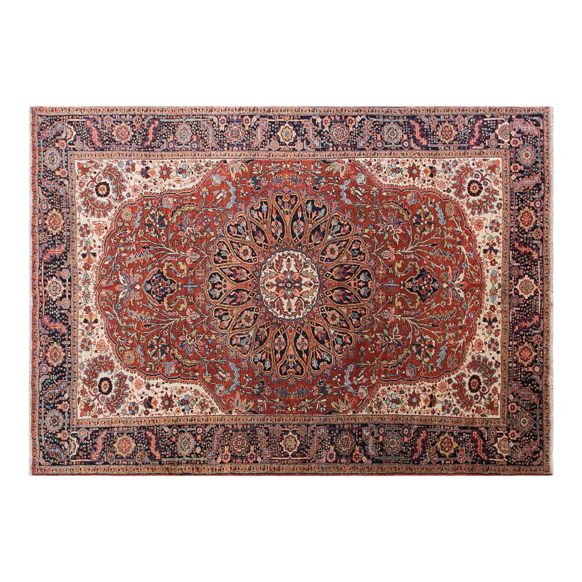 60+ Yrs Antique  Handwoven Wool Area Rug – 270 x 365 cm / 8.9 x 12.0 ft