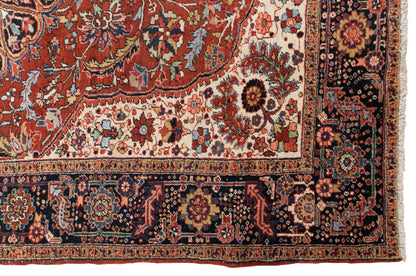 60+ Yrs Antique  Handwoven Wool Area Rug – 270 x 365 cm / 8.9 x 12.0 ft
