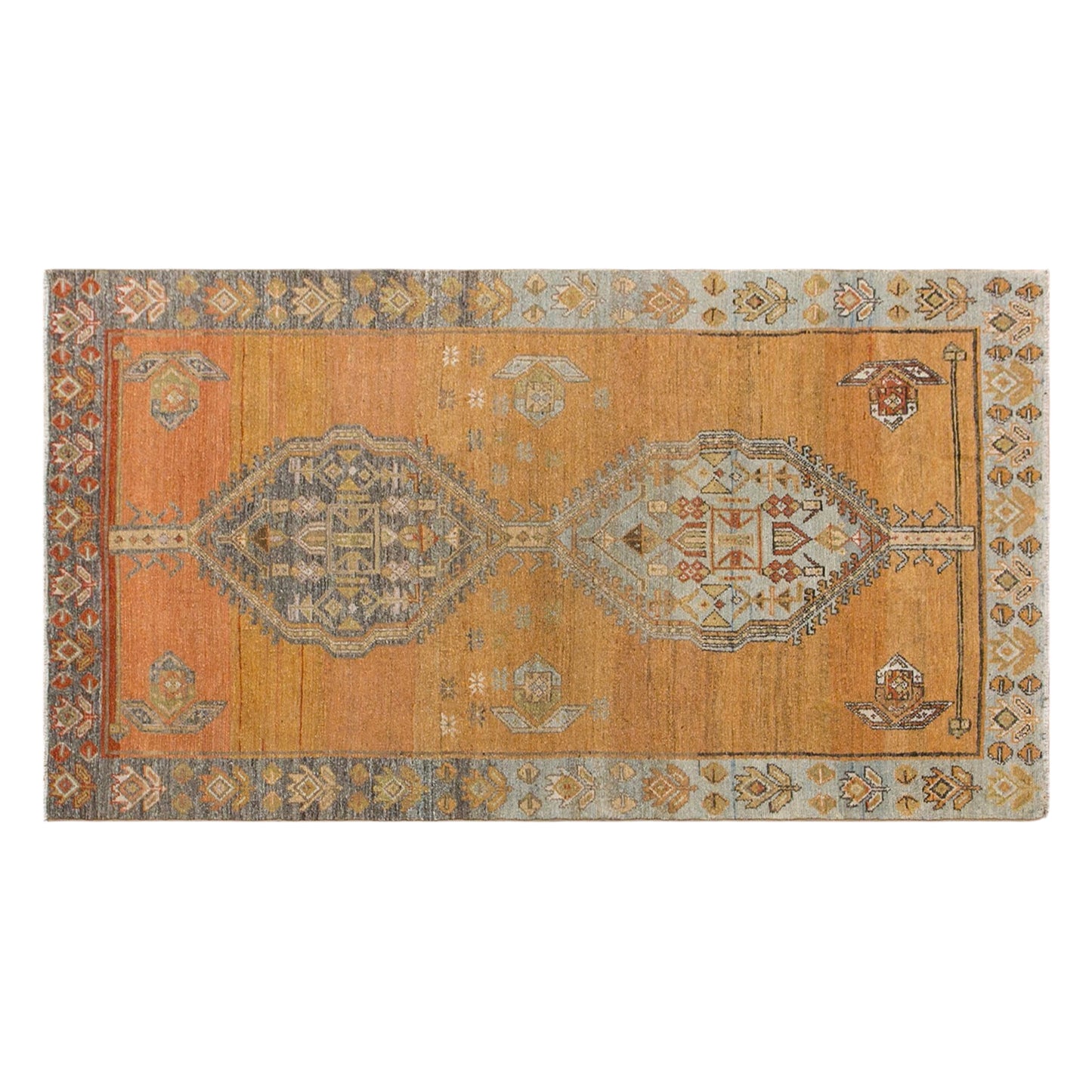 60+ Yrs Handwoven Wool Rug – 105 x 250 cm / 3.4 x 8.2 ft