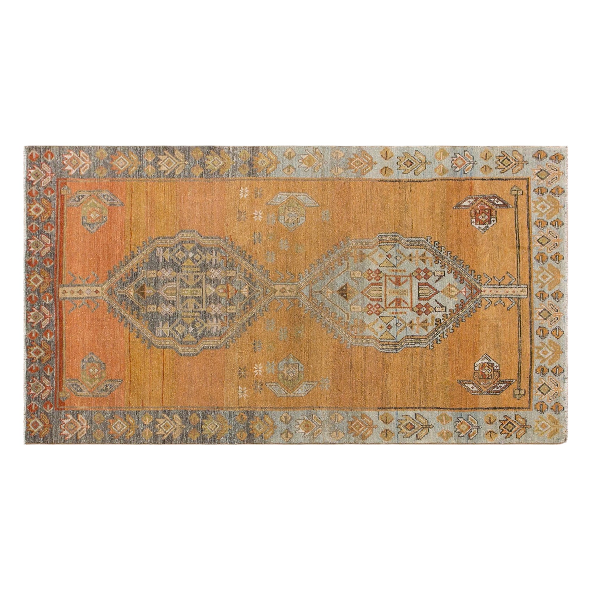 60+ Yrs Handwoven Wool Rug – 105 x 250 cm / 3.4 x 8.2 ft