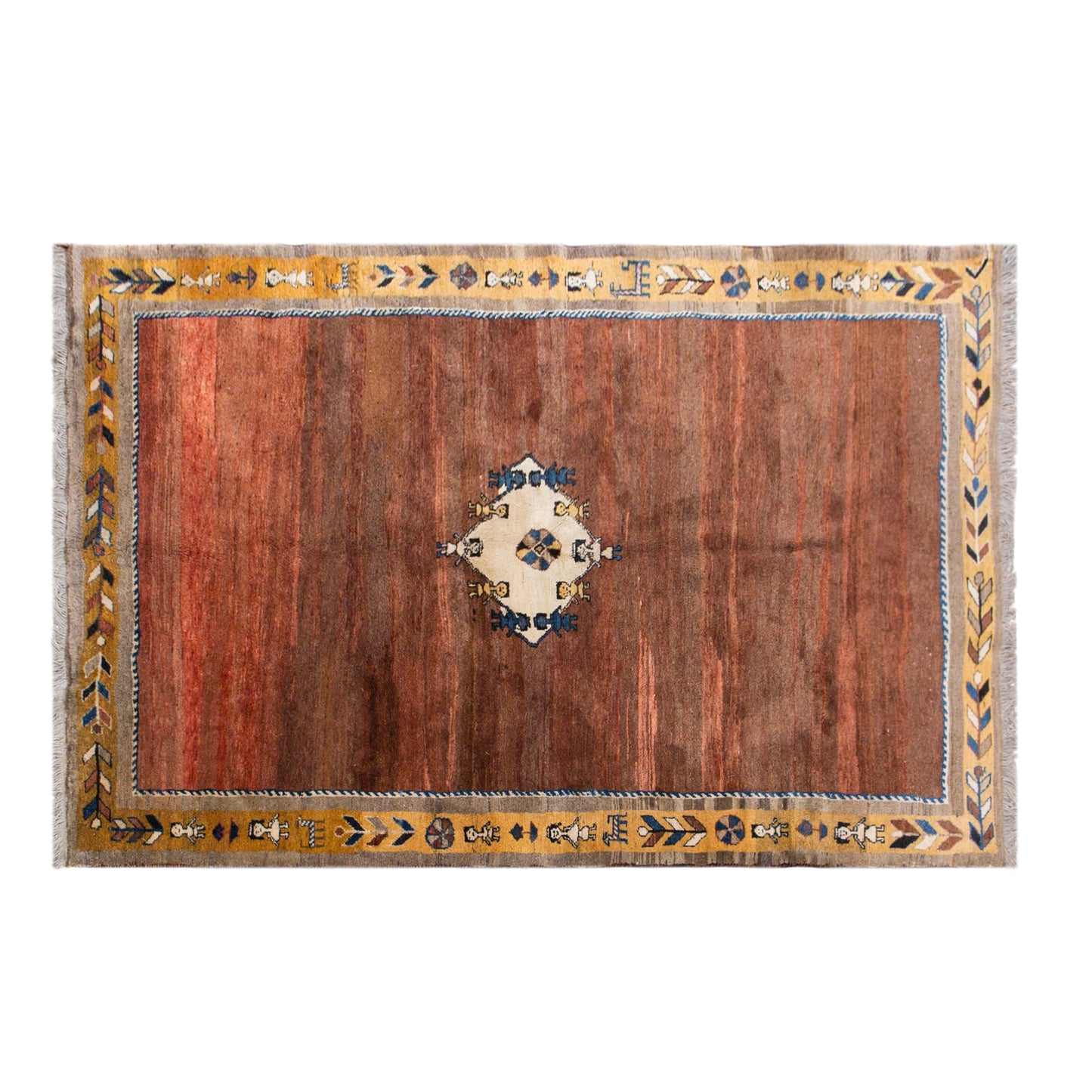 60+ Yrs Old Vintage Turkish Gabe Rug, 195x305 cm / 6.4x10 ft