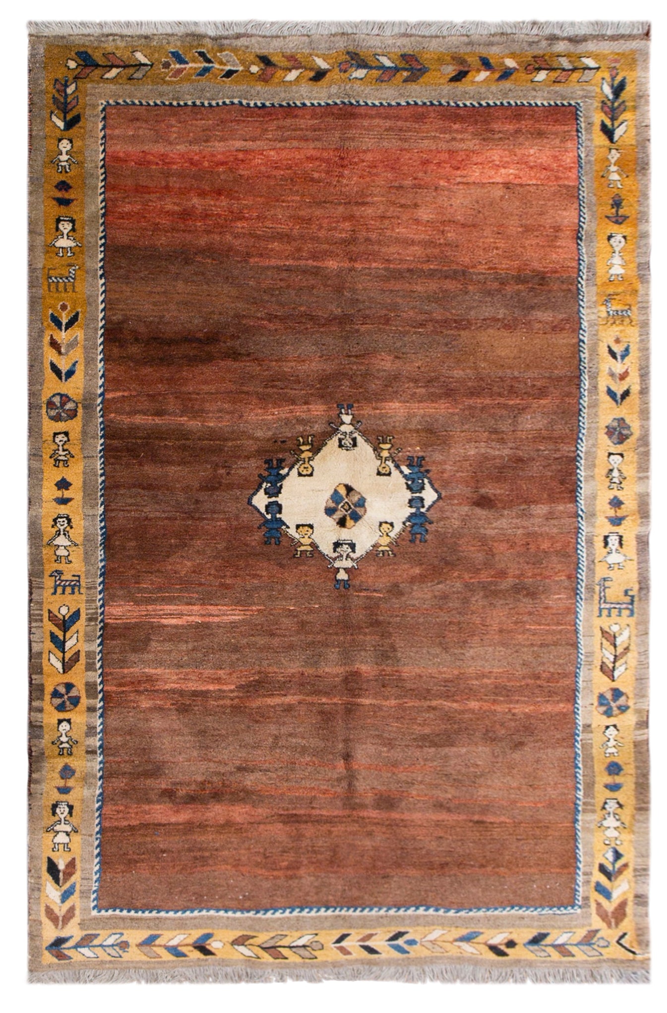60+ Yrs Old Vintage Turkish Gabe Rug, 195x305 cm / 6.4x10 ft