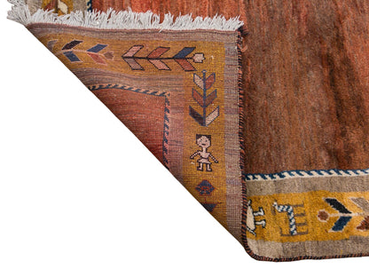 60+ Yrs Old Vintage Turkish Gabe Rug, 195x305 cm / 6.4x10 ft