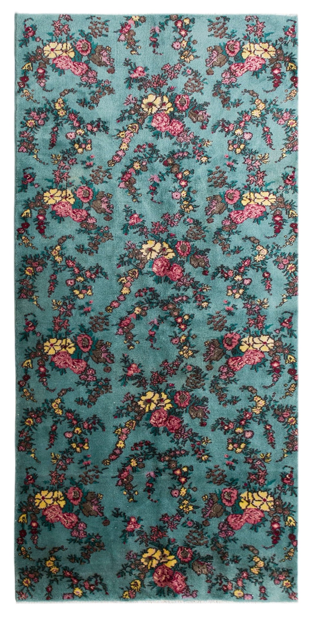 60+ Yrs Old Vintage Turkish Oushak Rug, 147x305 cm / 4.10x10 ft