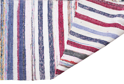 Vintage Turkish Minimal Kilim Rug, 210 × 255 cm / 6.9 x 8.4 ft Handmade Wool Flatweave Rug