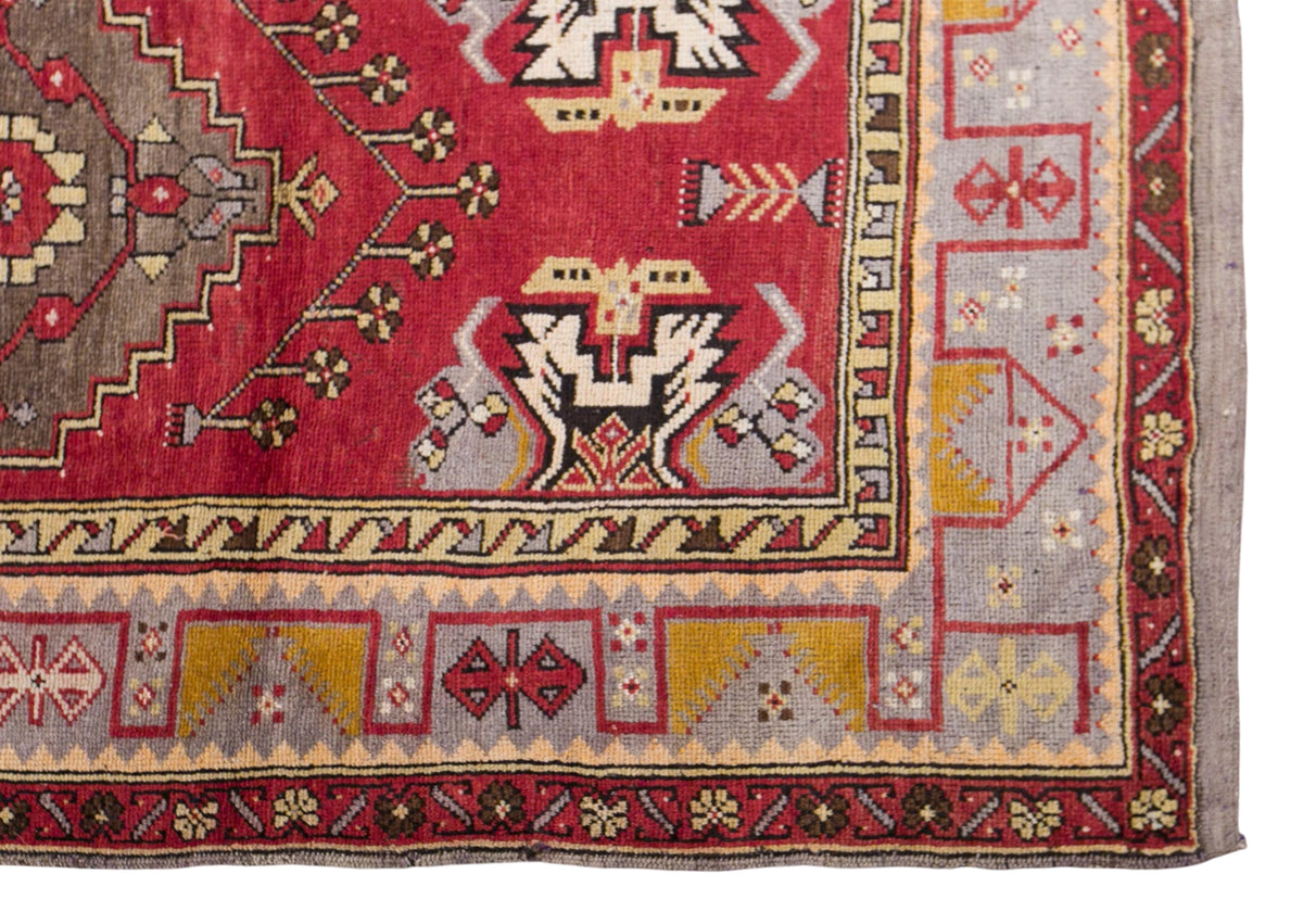 Vintage Turkish Runner Rug, 128 × 325 cm / 4.2 x 10.7 ft Rug, Rare Geometric Design