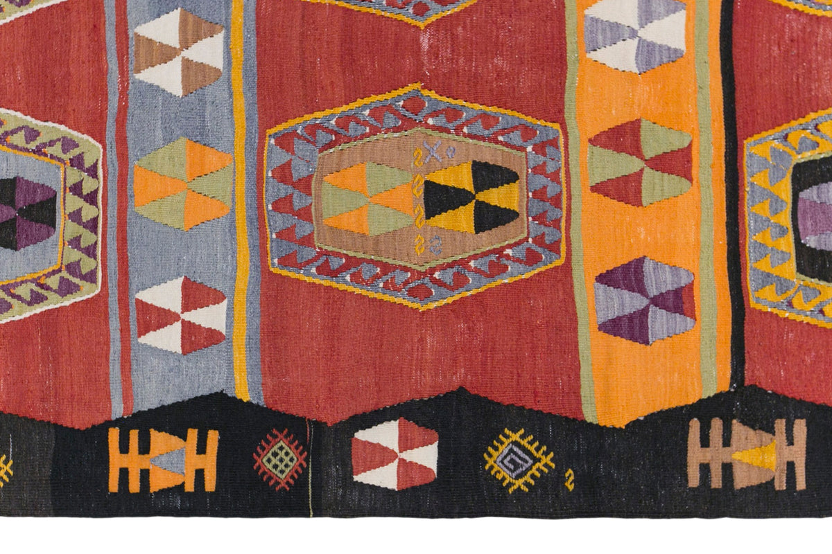 Vintage Konya Kilim, 185 x 360 cm / 6.1 x 12 feet