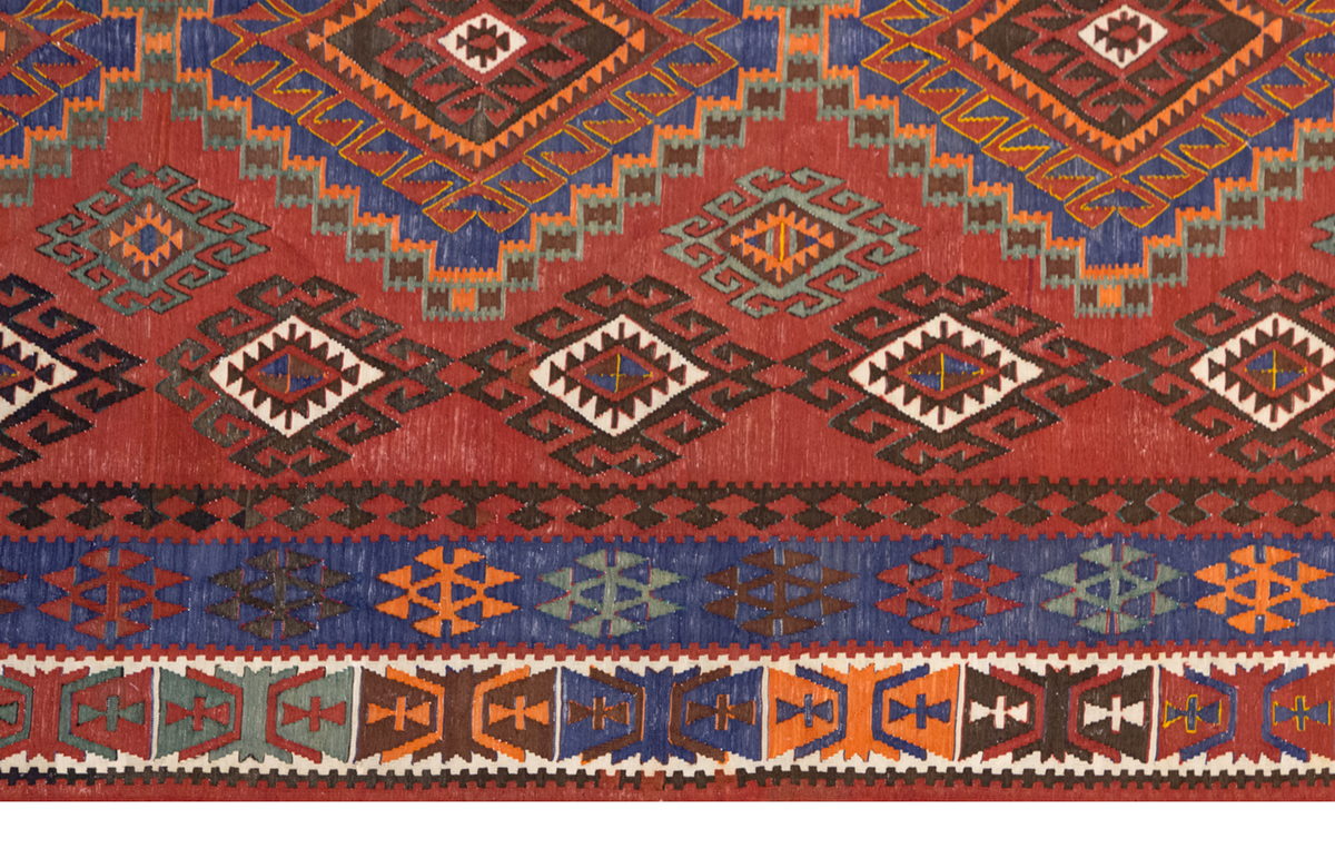 7 x 11.5 Kilim ft, Antique Caucasian Kilim