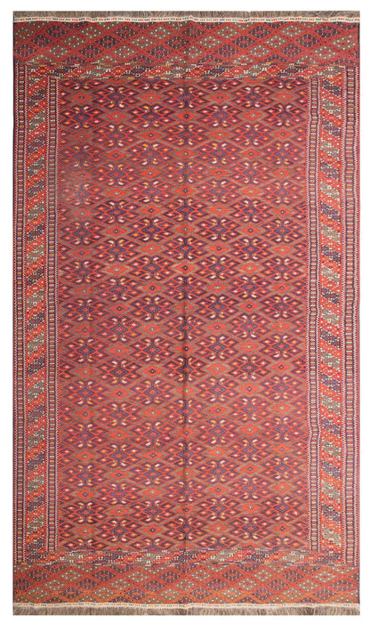 7 x 12.2 ft Kilim, Vintage Turkmen Cicim Embroidery Kilim, Handwoven Wool