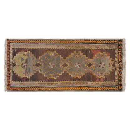 70+ Years Old Handwoven Wool Kilim, 170 x 350 cm (5.6 x 11.5 ft)