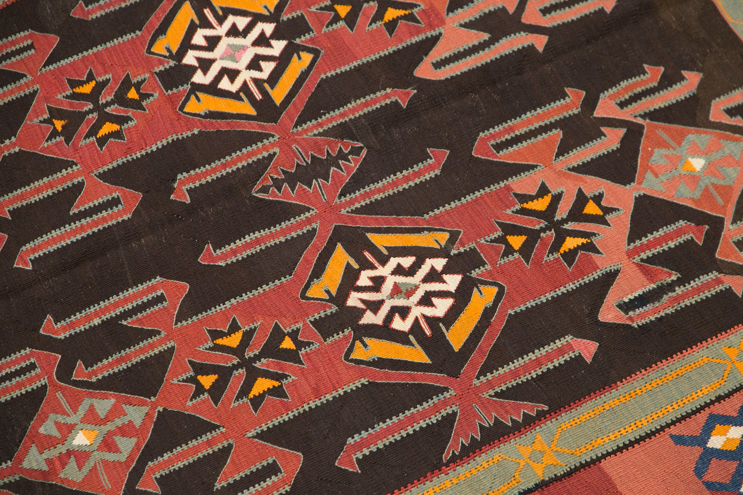Antique Caucasian Avar Kilim 6.1 x 12.6 feet 187 x 385 cm