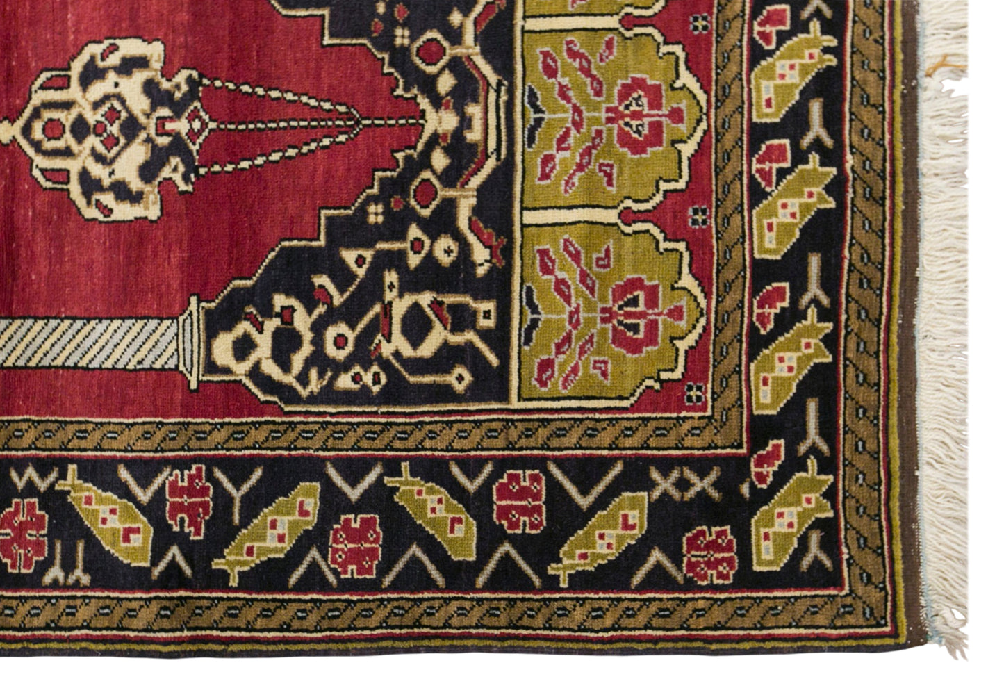 Vintage Konya Karapınar Rug, 128 x 200 cm / 4.2 x 6.6 ft Handmade Wool Prayer Rug