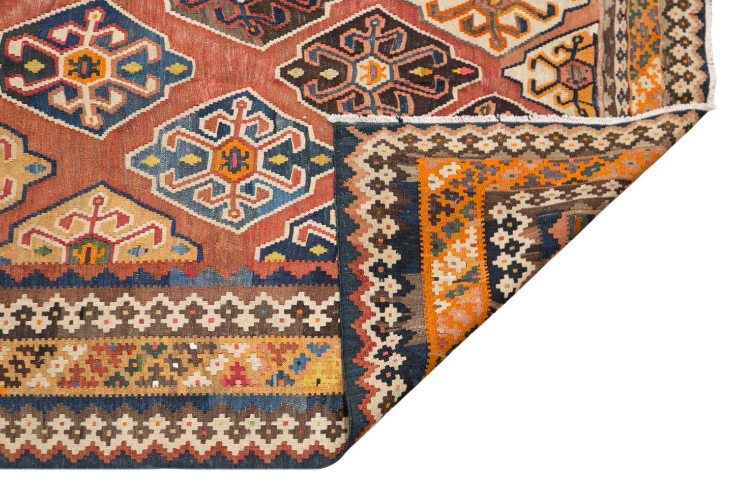 Old Kilim Rug 4.8 x 8.7 feet 145 x 265 cm