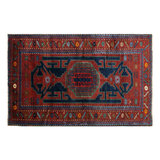 80+ Year Old Handmade Wool Rug, 150 x 235 cm (4'11" x 7'9")