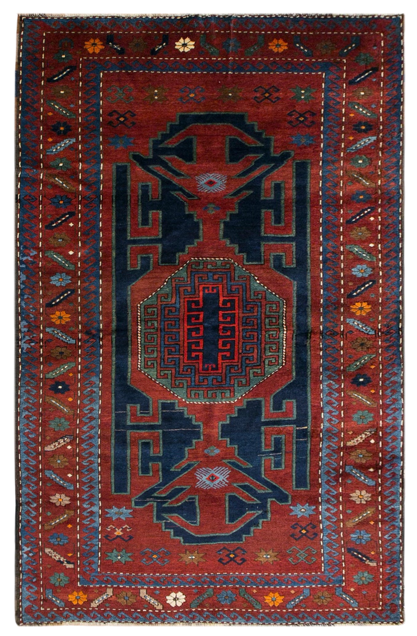 80+ Year Old Handmade Wool Rug, 150 x 235 cm (4'11" x 7'9")