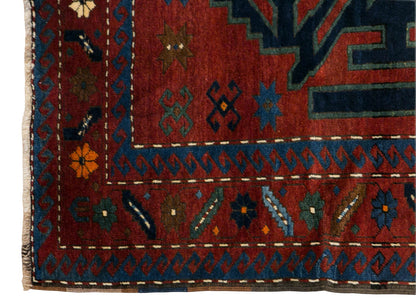 80+ Year Old Handmade Wool Rug, 150 x 235 cm (4'11" x 7'9")
