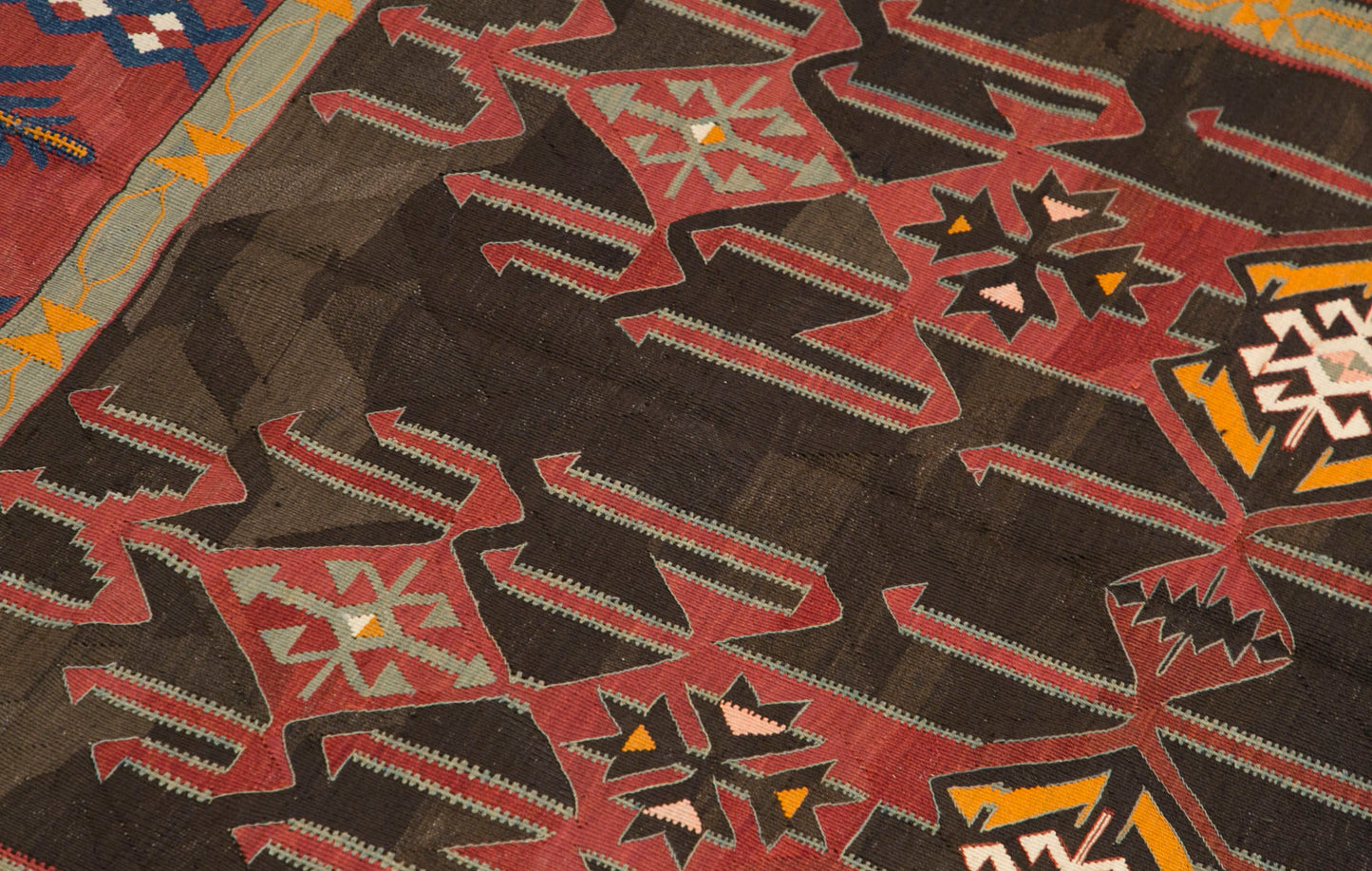 Antique Caucasian Avar Kilim 6.1 x 12.6 feet 187 x 385 cm