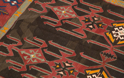 Antique Caucasian Avar Kilim 6.1 x 12.6 feet 187 x 385 cm
