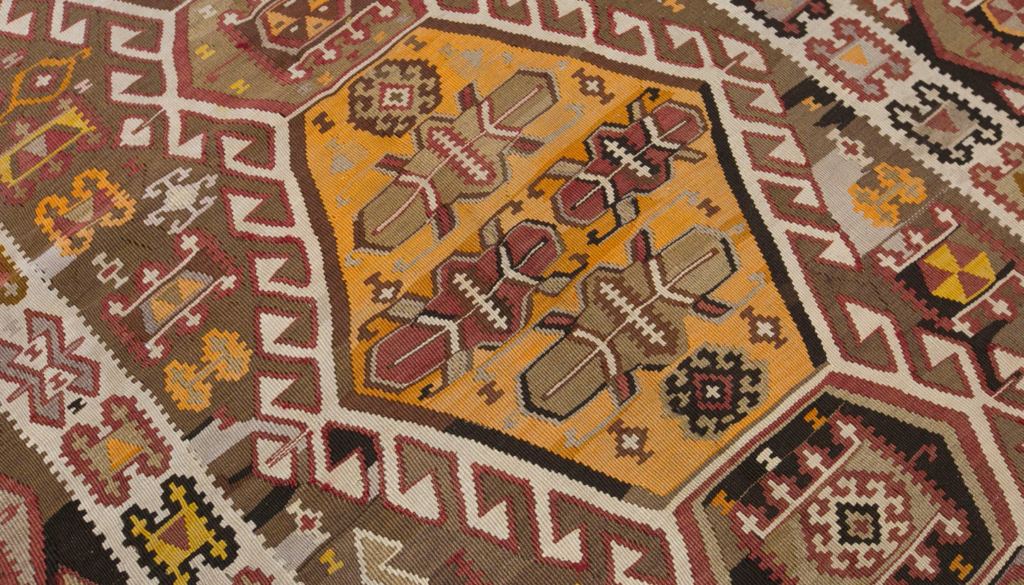 90+ Years Old Turkish Kars Kilim – 170 x 378 cm (5.6 x 12.4 ft)
