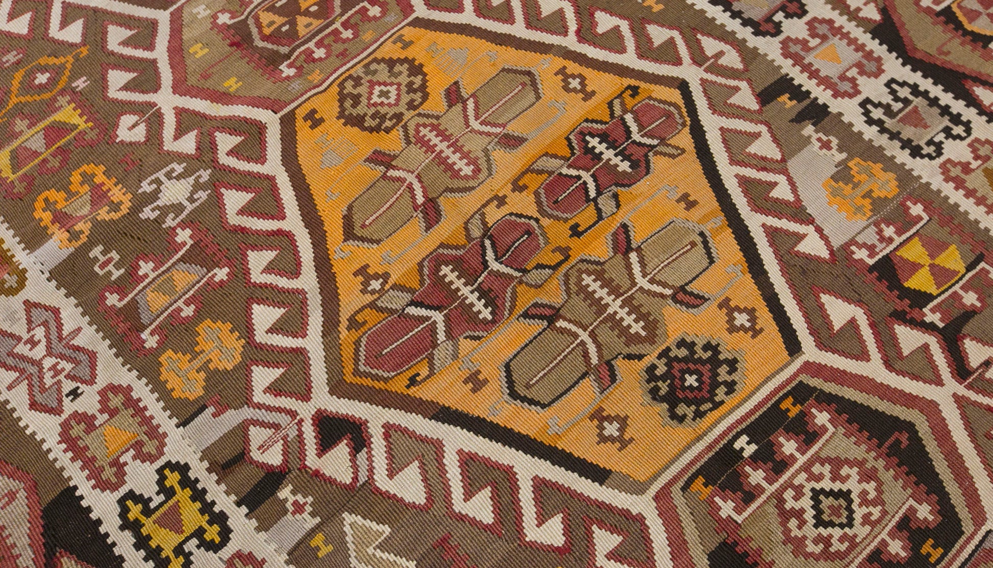 90+ Years Old Turkish Kars Kilim – 170 x 378 cm (5.6 x 12.4 ft)