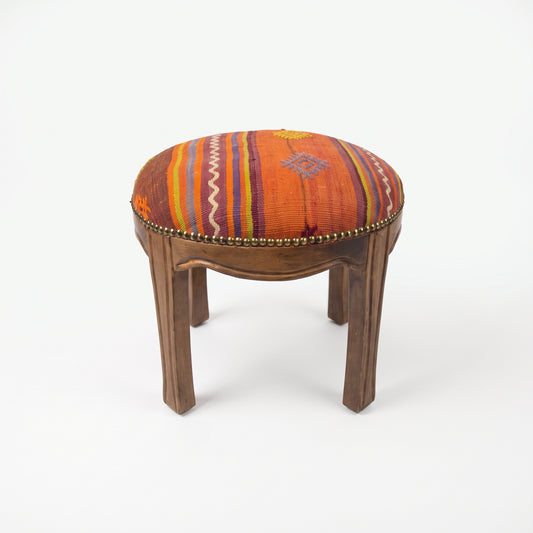 Decorative Vintage Kilim Bench, 46x46x32 cm